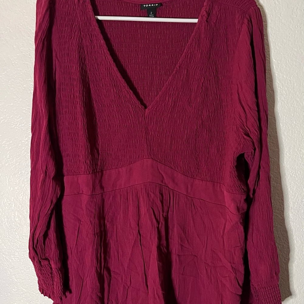 Torrid Women's Deep Pink V-Neck Blouse